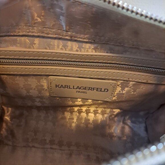 Karl Lagerfeld w Choupette Paris Maybelle Satchel with Coin Pouch White/Black NW - Picture 9 of 10